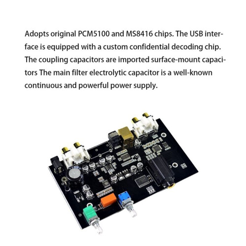 For DAC Decoder Board Optical Fiber USB Input for DIY Headphone Amplifier PCM5100 MS8416 Decode Chip Mic 6.5mm  12V 1