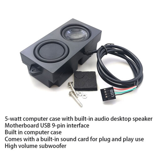 5-Watt Computerbehuizing met Ingebouwde Luidspreker, Desktop Luidspreker, USB Geluidskaart Luidspreker, Moederbord, 9-Pin Plug, Subwoofer 1