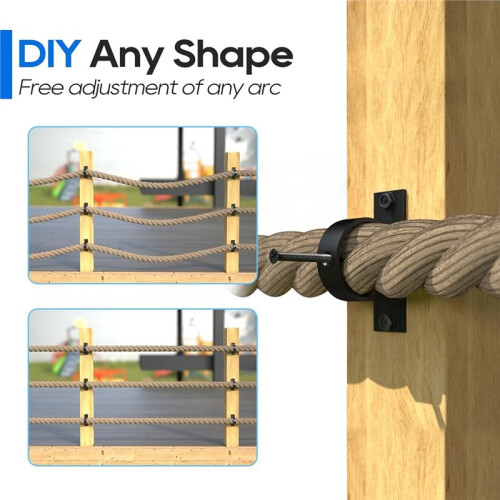 Suporte de Corda Preto de 2 Polegadas com 5 Peças com Parafuso para Fixação de Anéis de Queda de Corda para Cercas de Corda, Escadas e Decks 2