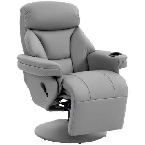 Homcom (Grey) HOMCOM Upholstered Reclining Armchair with Adjustable Backrest 1