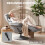 Homcom (Grey) HOMCOM Upholstered Reclining Armchair with Adjustable Backrest 4
