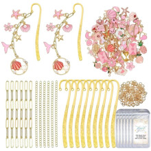 164PCS DIY Bookmark Making Kit Bookmark Blanks Assorted Enamel Charms Link Chains Jump Rings Paper Cards Bags