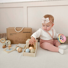 Conjunto de brinquedos Montessori - Mamabrum - 7 a 12 meses - 6 peças - Madeira de alta qualidade - Ecológico