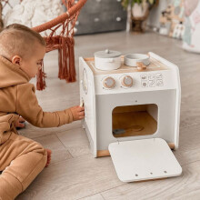 Cozinha Infantil de Madeira Educativa - MAMABRUM - Brinquedo de Imitação - 7 Acessórios - 32,8x30x30 cm - Segura