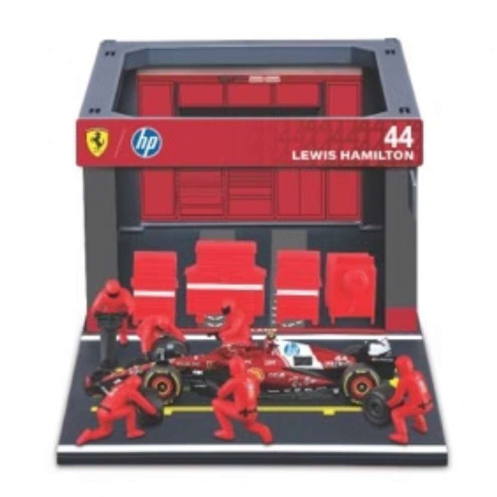 Photos - Toy Car Bburago F1 Ferrari SF-25 Pit Pass Diorama Lewis Hamilton 1:43 B18-36865H 2025