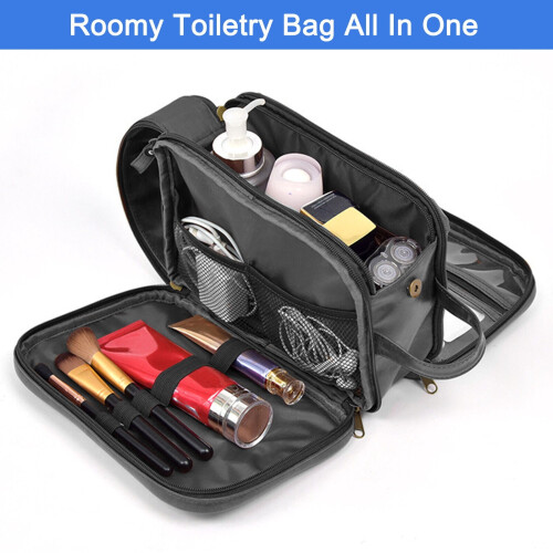 Kit Dopp Masculino Resistente à Água Couro PU Preto 1