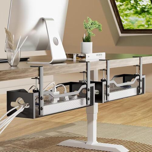 Under Desk Cable Management Tray Black13.38inch 2