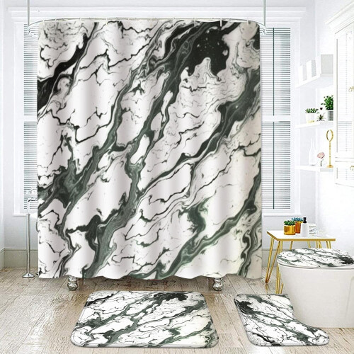Marble Bathroom Set White 4 pcs 1