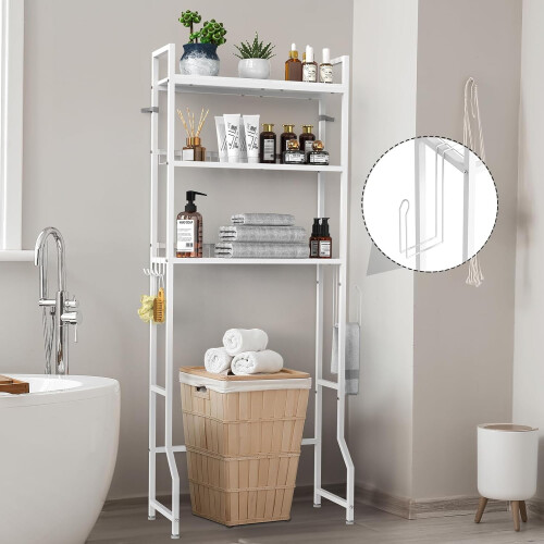 Over Toilet Storage Shelf White 3-Tier 2
