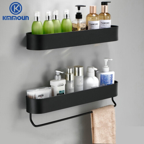 Aluminum bathroom shelf matte black 1 pack 1