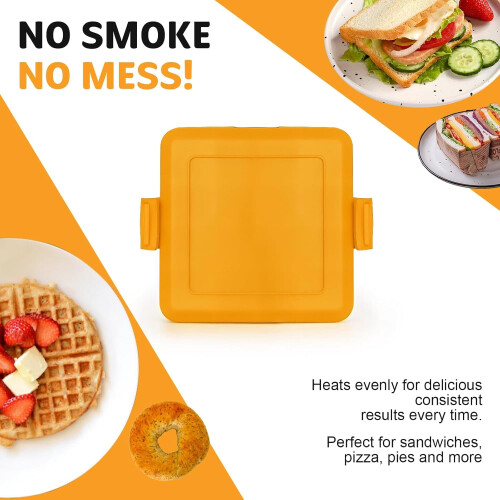 Tostapane per sandwich a microonde, giallo, compatto, facile da pulire 1