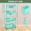 Rolling Storage Cart Mint Green 4-Tier with 3 Cups 4 Hooks 6