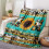 Manta de flanela com estampa de girassóis e leopardo, 127 x 152 cm (50 x 60 polegadas) 4