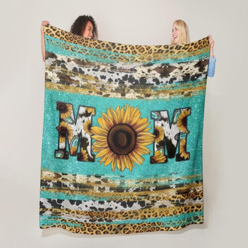 Manta de flanela com estampa de girassóis e leopardo, 127 x 152 cm (50 x 60 polegadas) 1