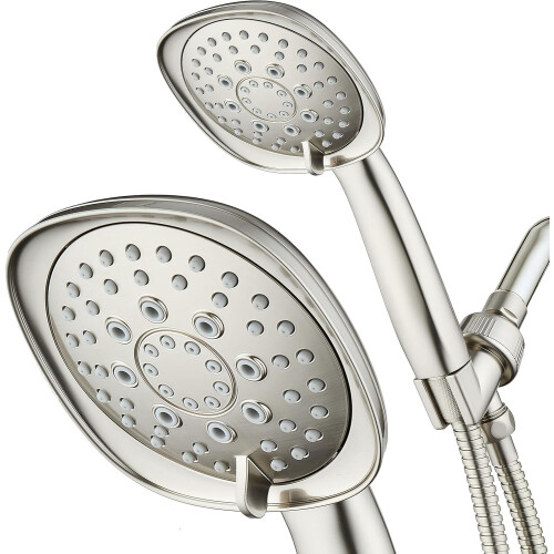 Τετράγωνο ντους χειρός Satin Nickel με λάστιχο 72 ιντσών 1