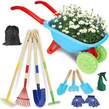 Kinder-Gartengeräte-Set mit Schubkarre, 6-teilig