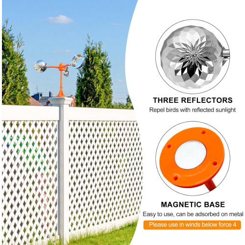 Bird deterrent device reflective spinning for outdoor use 1