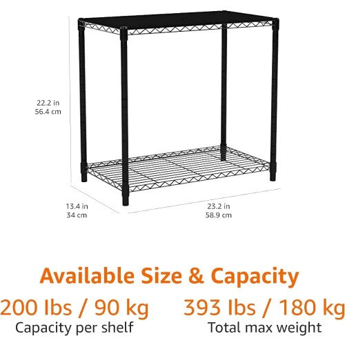 2-Tier Adjustable Metal Shelving Unit Heavy Duty 2
