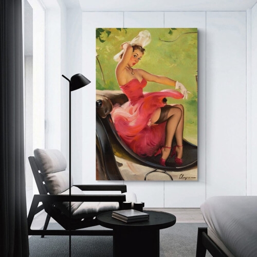 Pôster em tela com estampa de pin-up vintage dos anos 1950, 30x45 cm (12x18 polegadas) 2