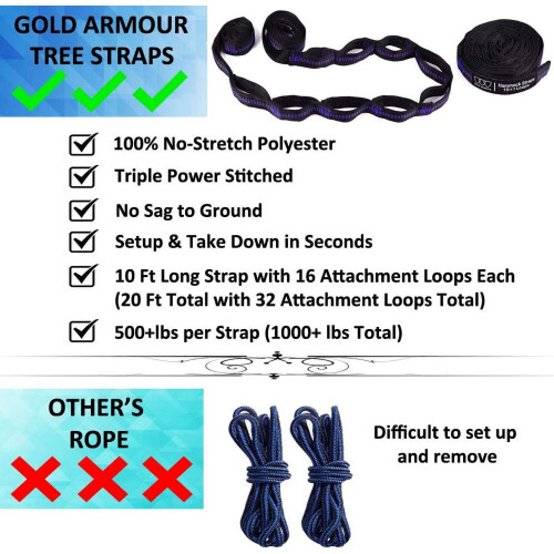 Camping Hammock XL Double Portable with Tree Straps 2