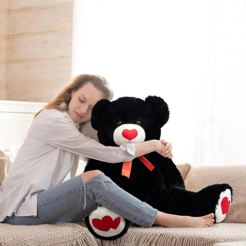 Urso de pelúcia de 43 polegadas com coração vermelho 1