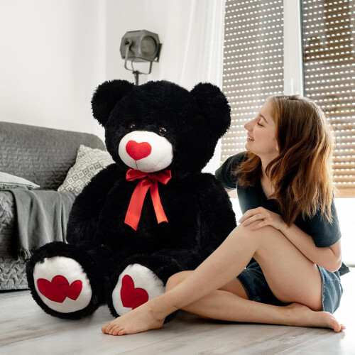 Urso de pelúcia de 43 polegadas com coração vermelho 2