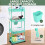 Rolling Storage Cart Mint Green 4-Tier with 3 Cups 4 Hooks 4
