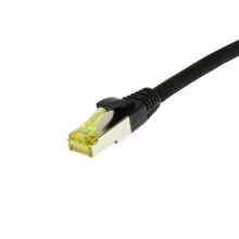 Patchkabel RJ45, CAT6A 500Mhz, 1.0m, schwarz, S-STP(S/FTP), TPE/LSZH(Ultraflex), AWG26, mit CAT7 Rohkabel, Synergy 21