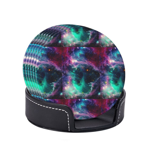 Set di 6 sottobicchieri in pelle a tema galassia 1