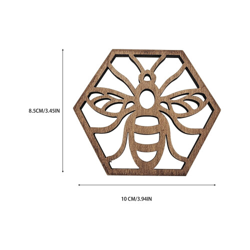 Wooden Hex Coaster Set Honeycomb Design 6 pcs 2