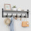 Rustikale Wandgarderobe mit Ablage, Schwarz, 5 Haken 8