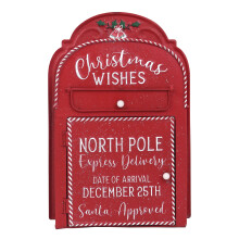Santa Mailbox Wall Mount Red Vintage Christmas Decor