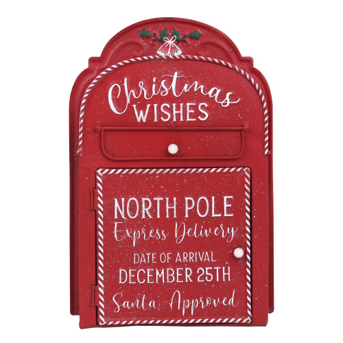 Santa Mailbox Wall Mount Red Vintage Christmas Decor