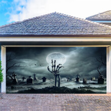 Halloween-Garagentorabdeckung im Friedhofsmotiv, 13 x 6 Fuß