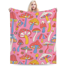 Flanell-Tagesdecke mit Pilzmuster, 40 x 30 Zoll