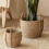 Handgeweven strobloemenmand met handvat L 4