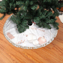 Jupe de sapin de Noël en dentelle à franges 48", élégante carte de Noël avec boules et étoiles or rose, toucher doux et léger