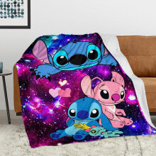 Mikrofaserdecke mit Cartoon-Stitch-Motiv, weich und flauschig, 127 x 102 cm