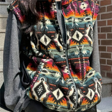 (10) Chaqueta de invierno con chaleco de felpa informal y elegante para mujer