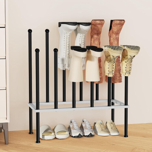 Boot Rack Organizer Metal 2-Tier Holds 6 Pairs