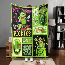 Couverture en flanelle douce et confortable avec motif cornichons (1 pièce)