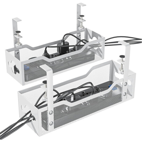 Under Desk Cable Management Tray White 13.38 Inch