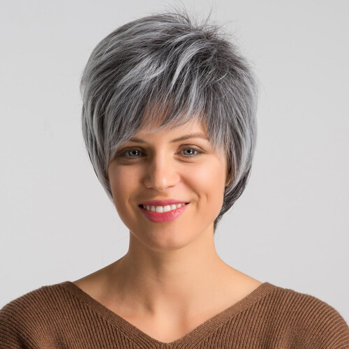 Transparent Lace Frontal Wig Silver White Short Straight