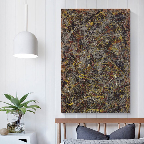 Arte de parede em tela com estampa abstrata de Jackson Pollock, 61 x 91 cm (24 x 36 polegadas) 1