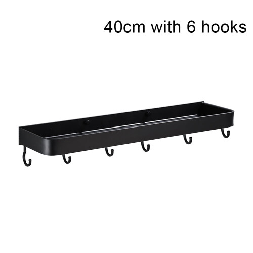 Wall-Mounted Aluminum Towel Rack with Shelf Black