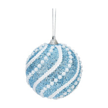 Christmas Tree Ornaments Blue Glitter Sequin Balls 2pcs