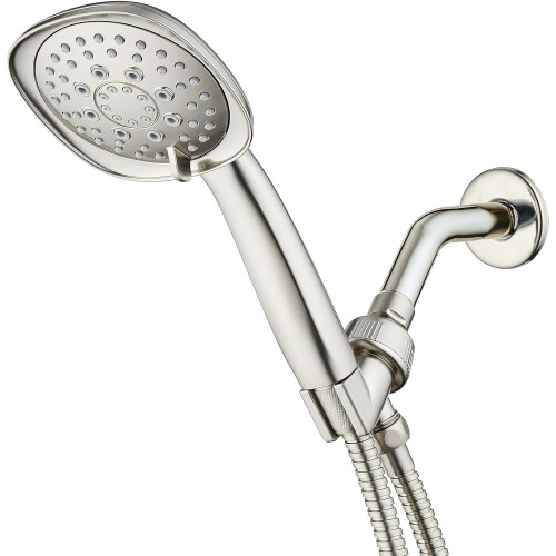 Τετράγωνο ντους χειρός Satin Nickel με λάστιχο 72 ιντσών