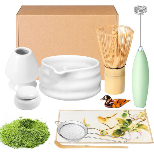 Set da matcha con ciotola, setaccio, supporto e cucchiaio - 9 pezzi