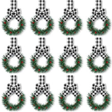 Christmas green leaf mini wreath for cabinets, rattan,