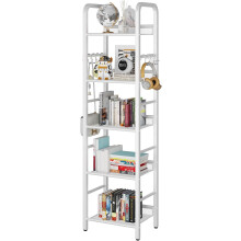 White 4-Tier Bookshelf with Rust-Resistant Metal Frame